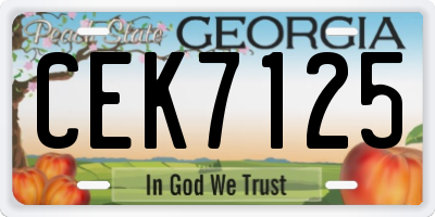 GA license plate CEK7125