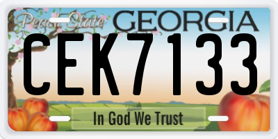GA license plate CEK7133