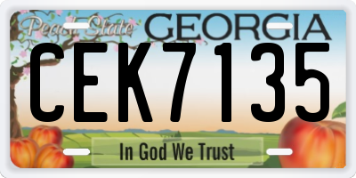 GA license plate CEK7135
