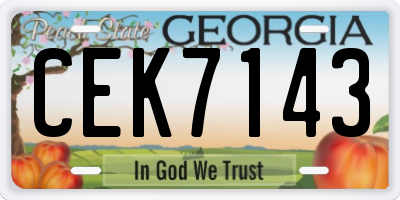 GA license plate CEK7143
