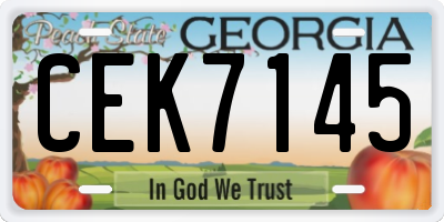 GA license plate CEK7145