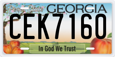 GA license plate CEK7160