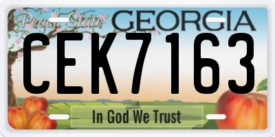GA license plate CEK7163