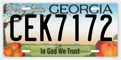 GA license plate CEK7172