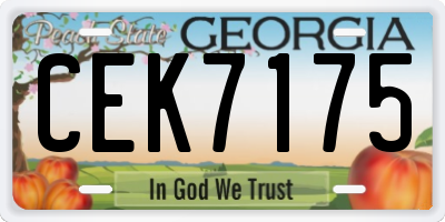 GA license plate CEK7175