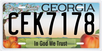 GA license plate CEK7178