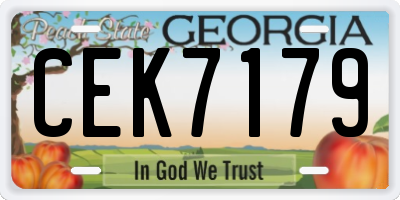 GA license plate CEK7179