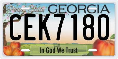 GA license plate CEK7180
