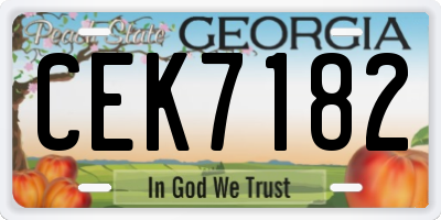 GA license plate CEK7182