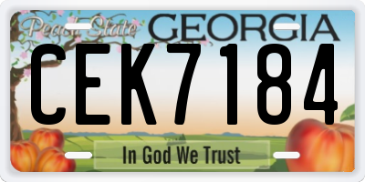 GA license plate CEK7184