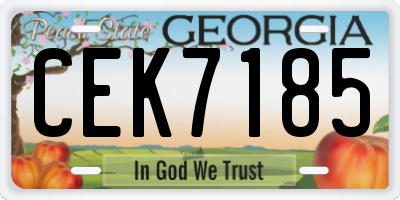 GA license plate CEK7185