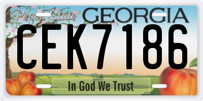 GA license plate CEK7186