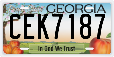 GA license plate CEK7187