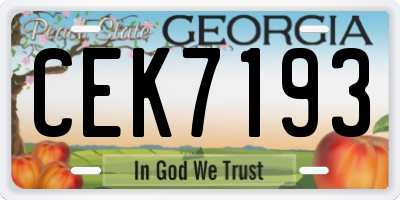 GA license plate CEK7193