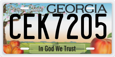 GA license plate CEK7205