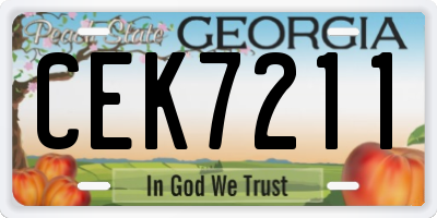 GA license plate CEK7211