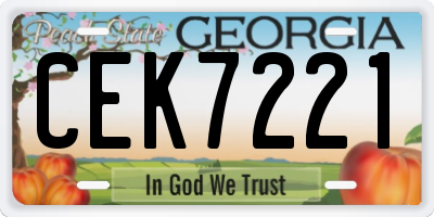 GA license plate CEK7221