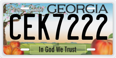 GA license plate CEK7222
