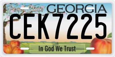 GA license plate CEK7225