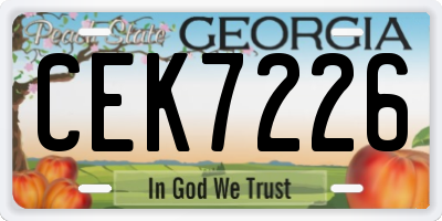 GA license plate CEK7226