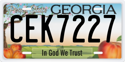 GA license plate CEK7227