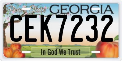 GA license plate CEK7232