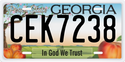 GA license plate CEK7238