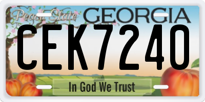 GA license plate CEK7240