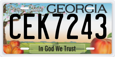 GA license plate CEK7243