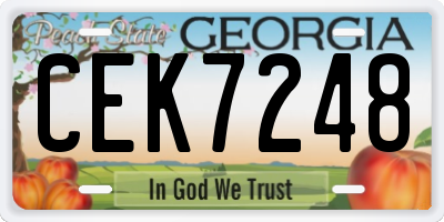 GA license plate CEK7248