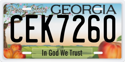GA license plate CEK7260