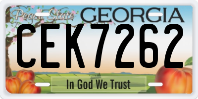 GA license plate CEK7262