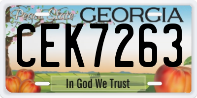 GA license plate CEK7263
