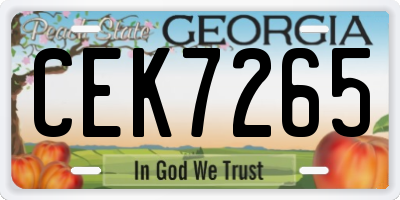GA license plate CEK7265