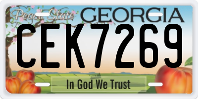 GA license plate CEK7269