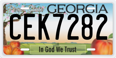 GA license plate CEK7282