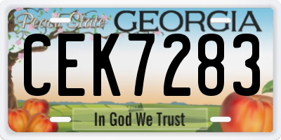 GA license plate CEK7283