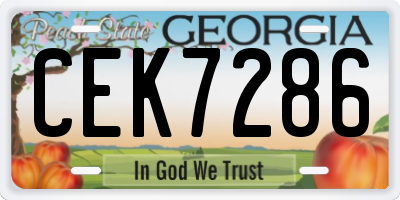 GA license plate CEK7286