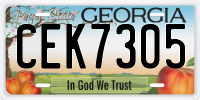 GA license plate CEK7305