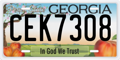 GA license plate CEK7308