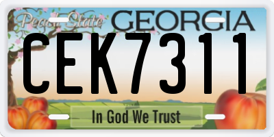 GA license plate CEK7311