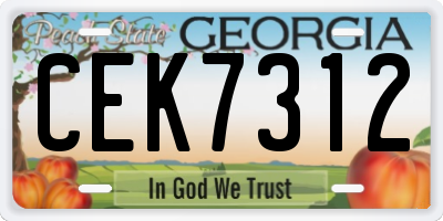 GA license plate CEK7312