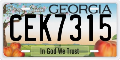 GA license plate CEK7315