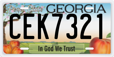 GA license plate CEK7321