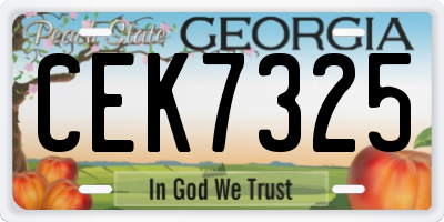 GA license plate CEK7325