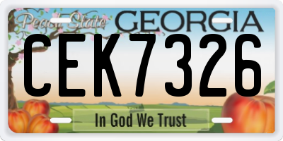 GA license plate CEK7326