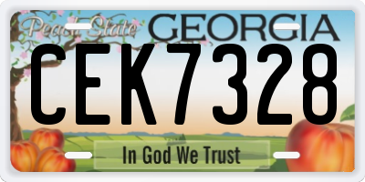 GA license plate CEK7328