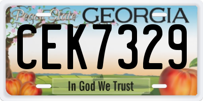 GA license plate CEK7329