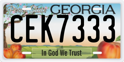 GA license plate CEK7333