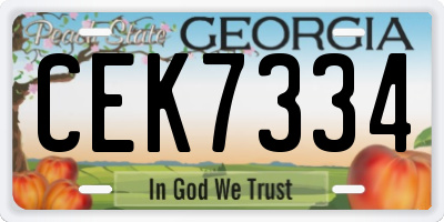 GA license plate CEK7334